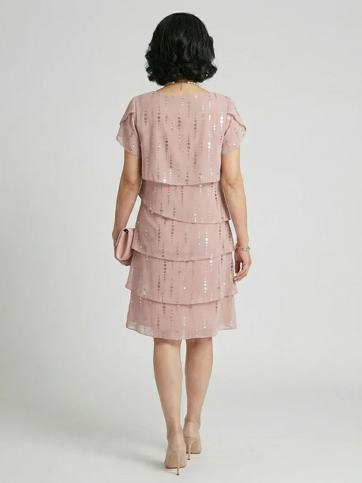 Makena | Poised Dot Line Knee Length Dress