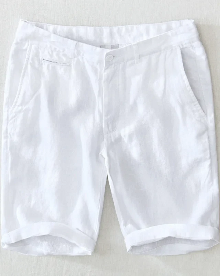 Flat-Front Linen Turn-Up Shorts