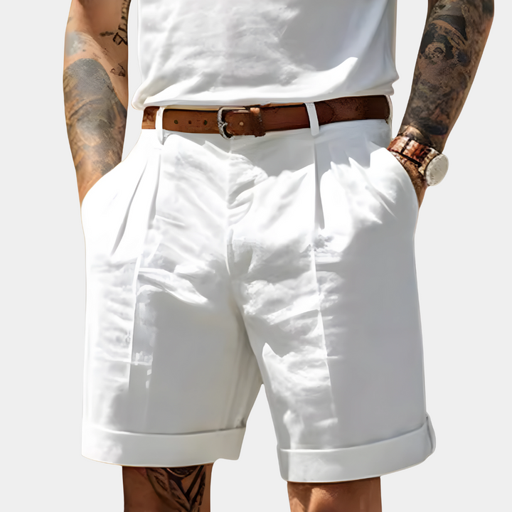 Tailored Pleated Turn-Up Shorts