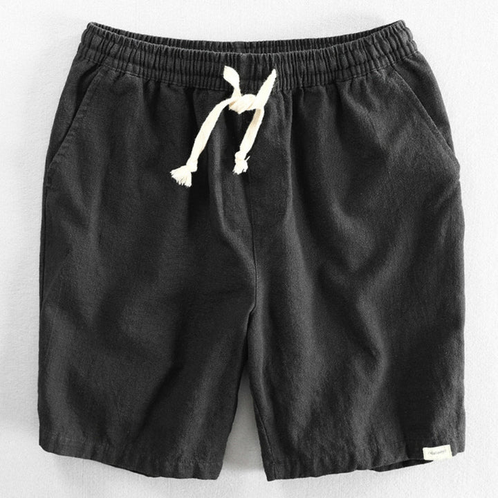Vented-Hem Linen Drawstring Shorts