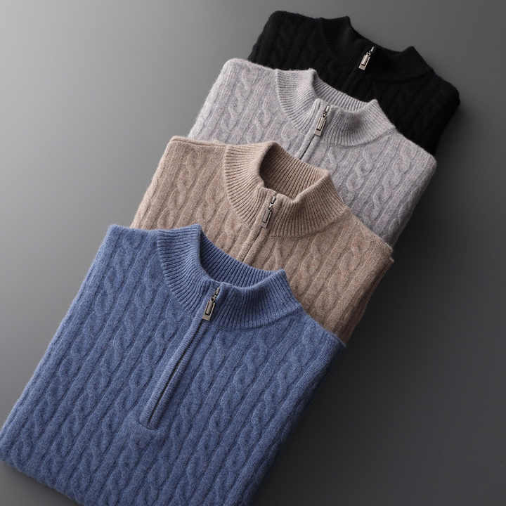 Deneb Cashmere Woven Half Zip