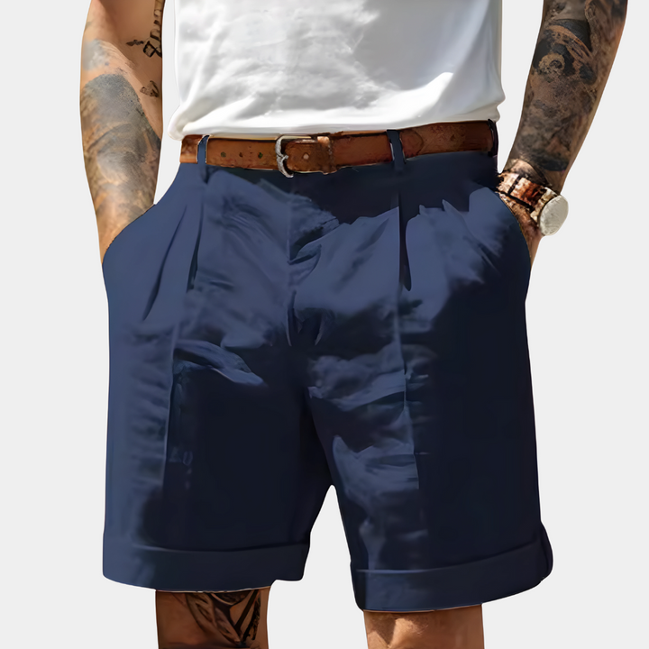 Tailored Pleated Turn-Up Shorts