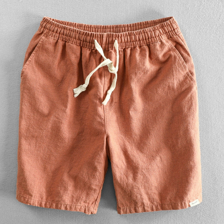 Vented-Hem Linen Drawstring Shorts
