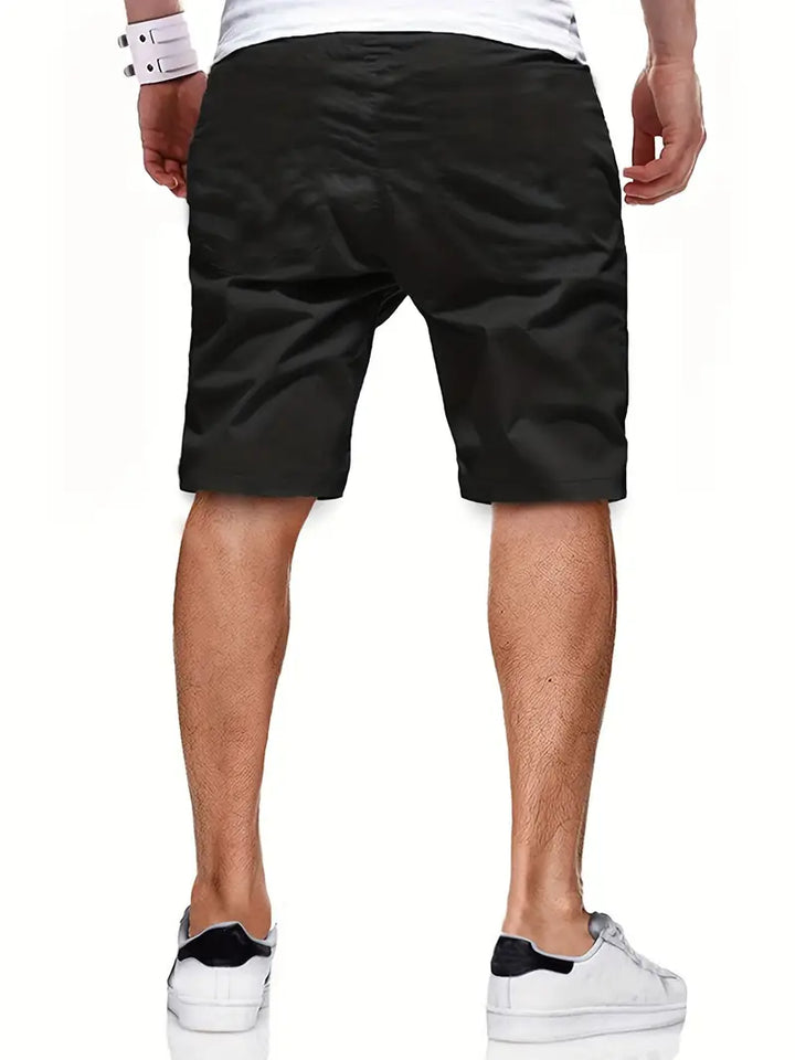 Leather-Patch Cotton Drawstring Shorts