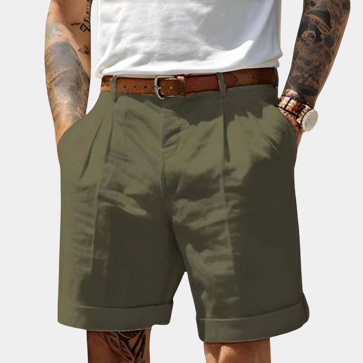 Tailored Pleated Turn-Up Shorts