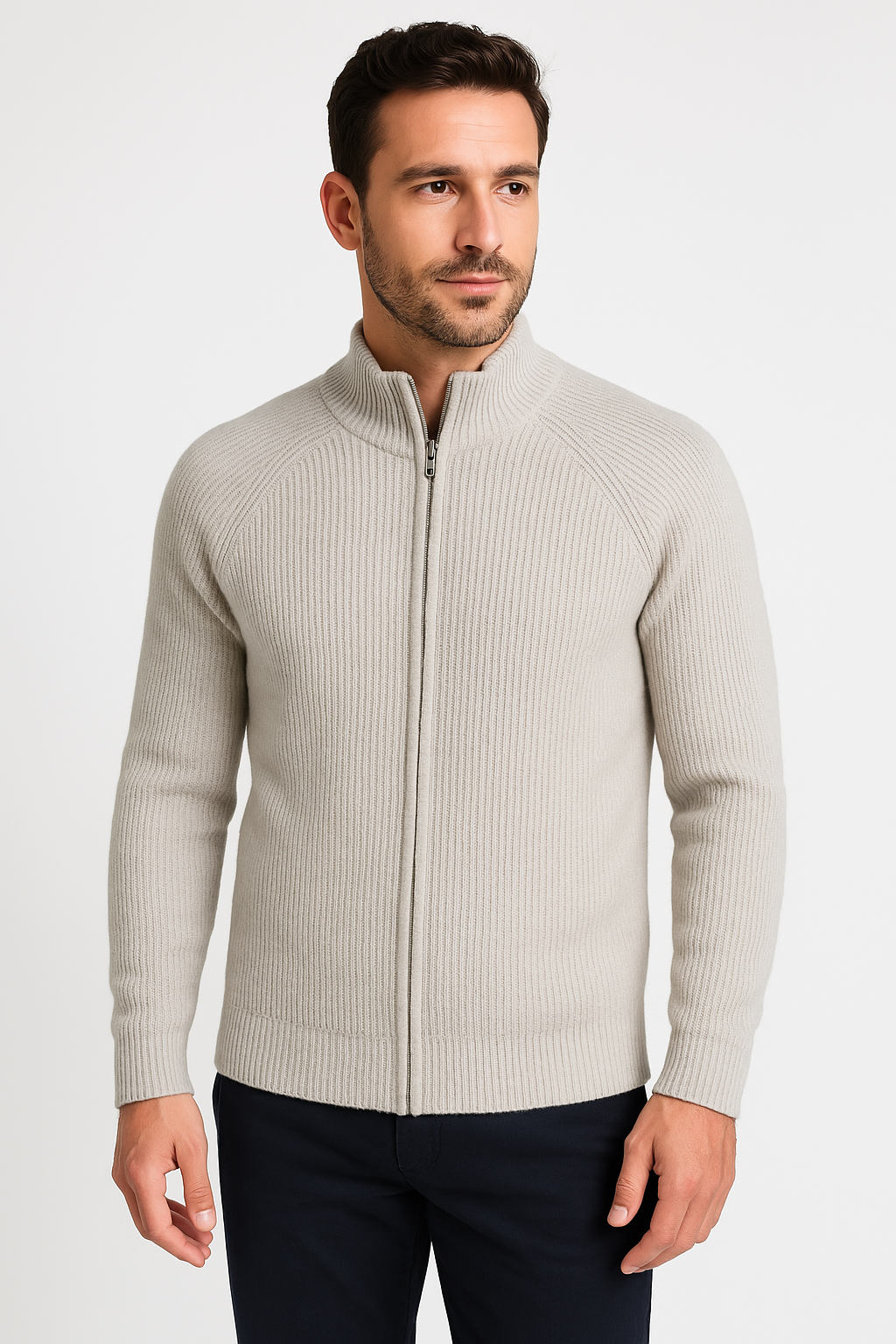 Four Seasons Merino Wool Zipped Cardigan