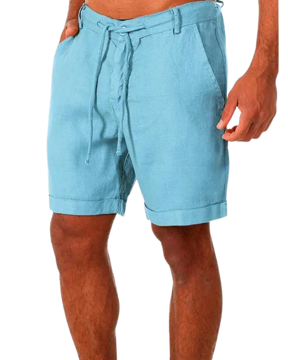 Rolled-Hem Linen Drawstring Shorts