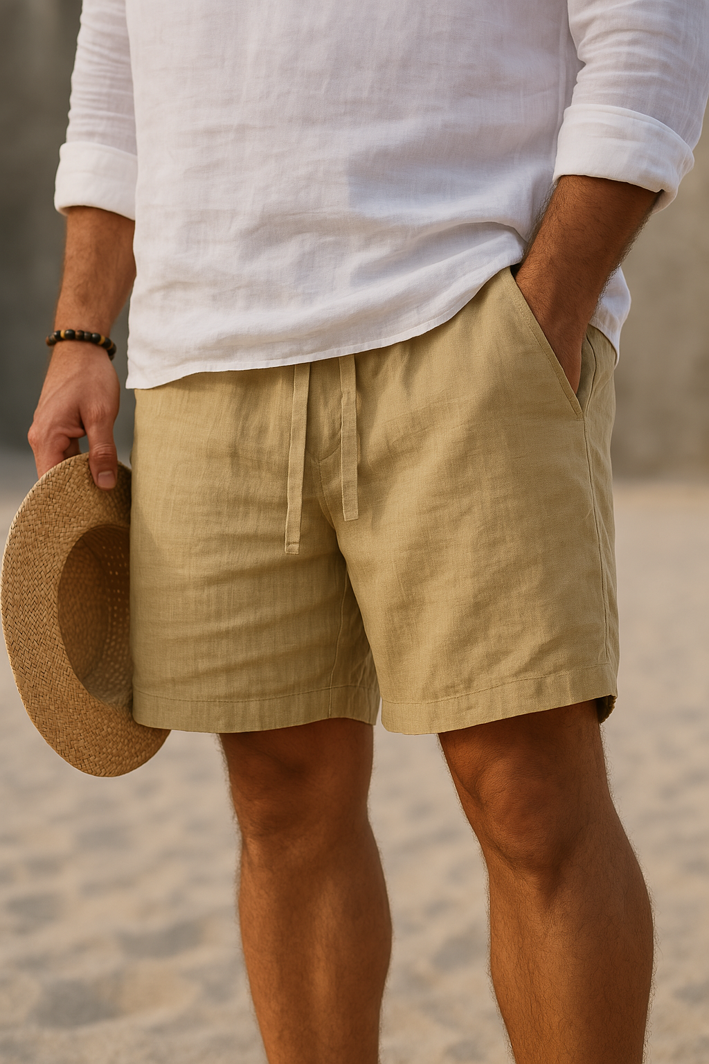 Classic Flat-Front Drawstring Shorts