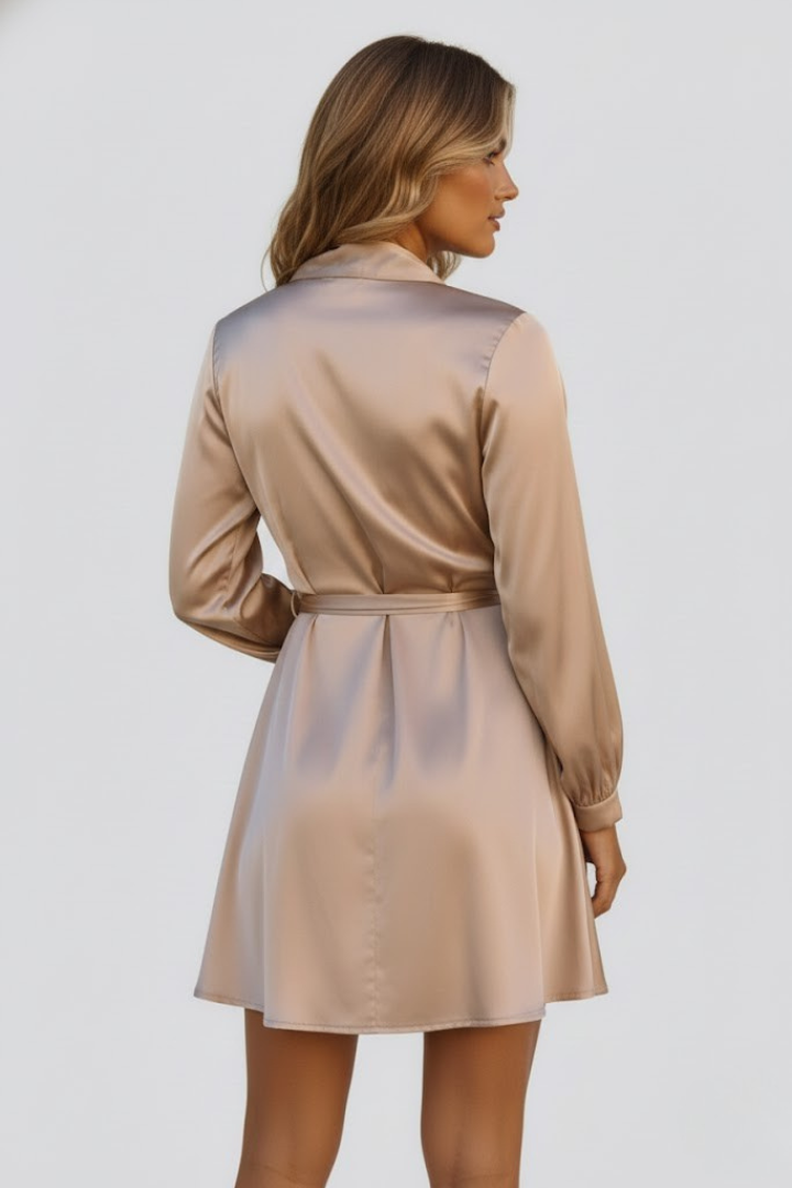 Women’s Mini Dress with V-Neck and Wrap Waist