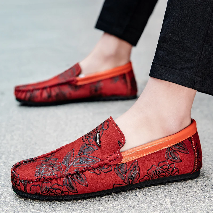 Floral Leather Loafers