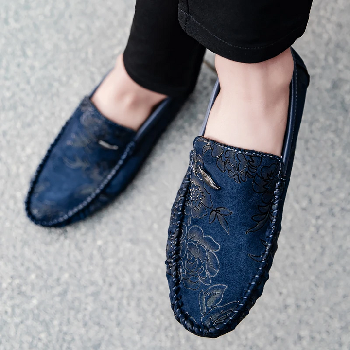 Floral Leather Loafers