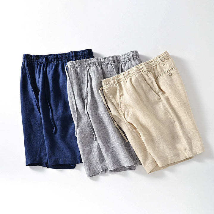 Washed Linen Drawstring Shorts