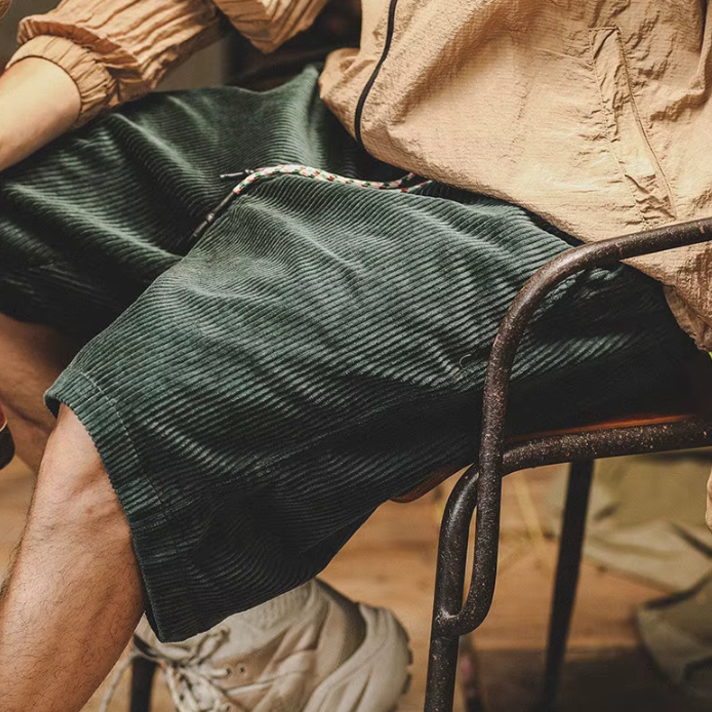 Relaxed Corduroy Turn-Up Shorts