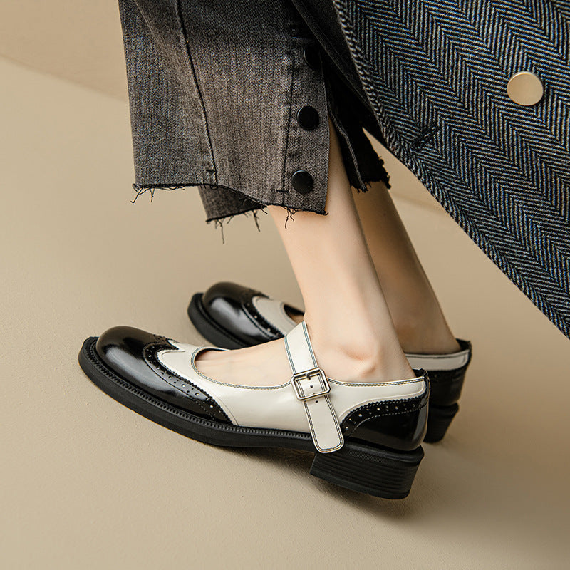 Two-Tone Brogue Mary Janes