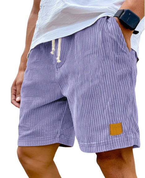 Waffle-Stripe Drawstring Shorts