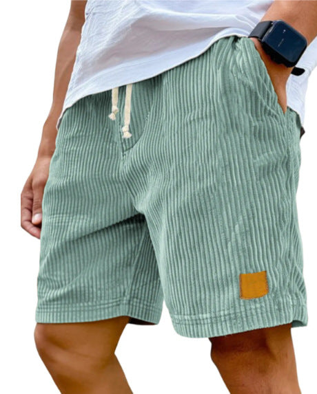 Waffle-Stripe Drawstring Shorts