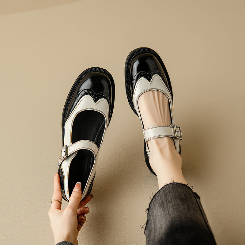 Two-Tone Brogue Mary Janes