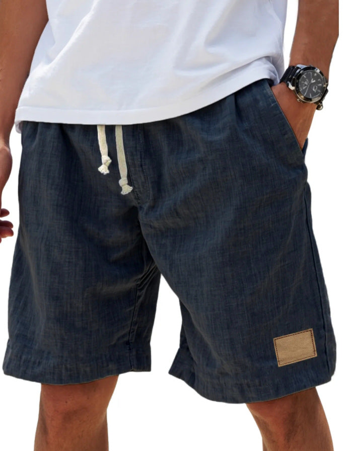 Slub-Weave Drawstring Shorts