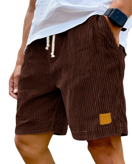 Waffle-Stripe Drawstring Shorts