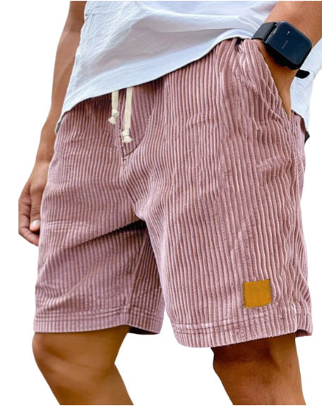 Waffle-Stripe Drawstring Shorts