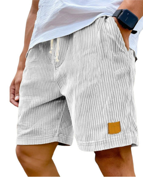 Waffle-Stripe Drawstring Shorts