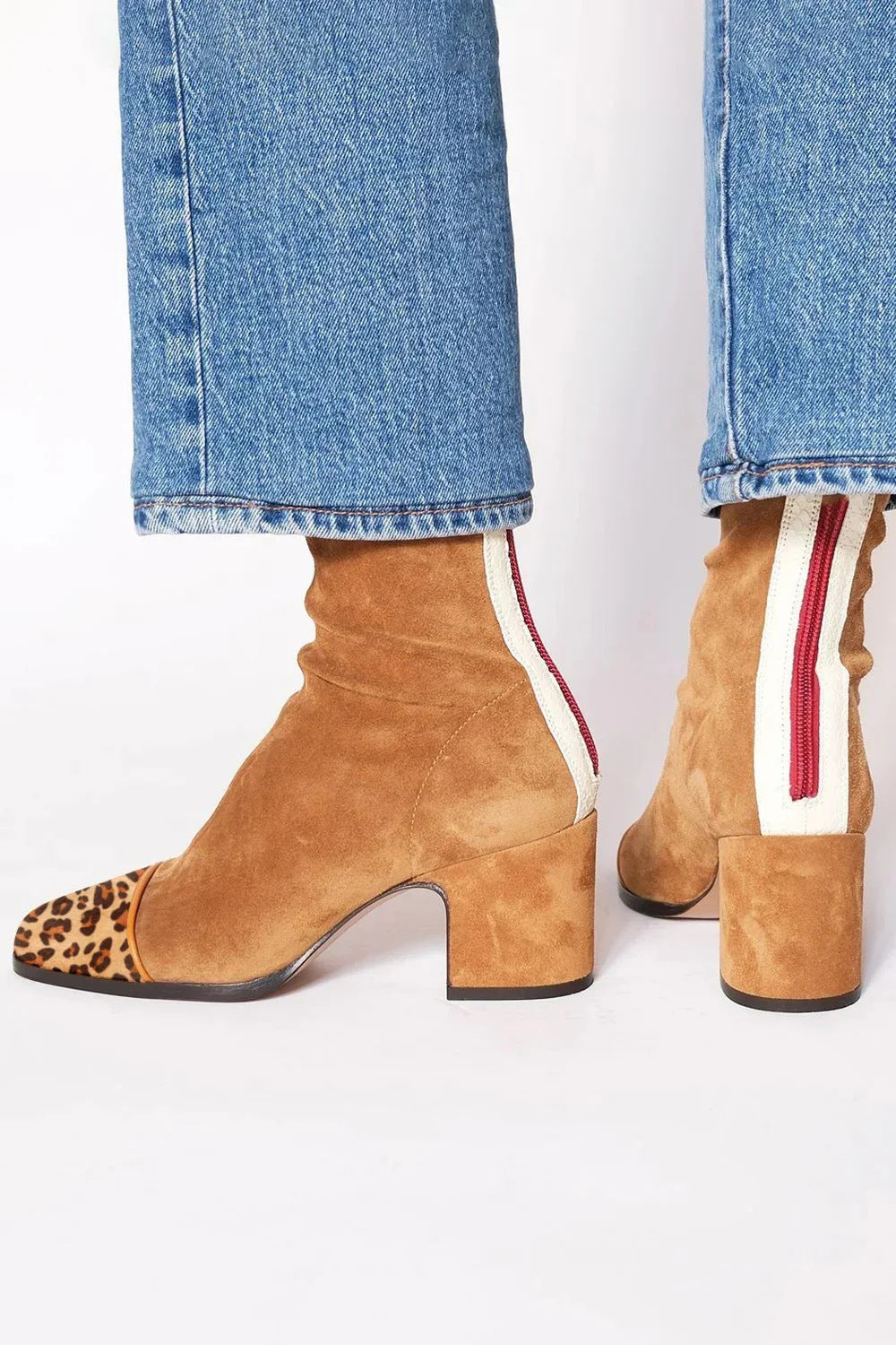 Suede Block-Heel Ankle Boots