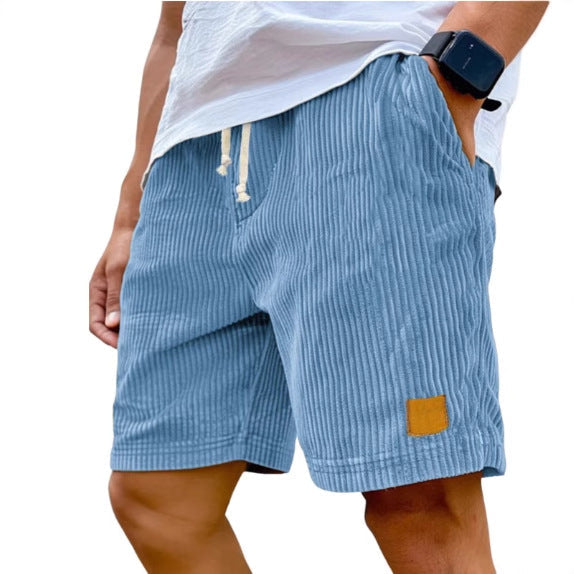 Waffle-Stripe Drawstring Shorts