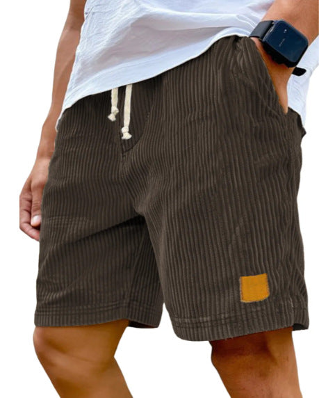 Waffle-Stripe Drawstring Shorts