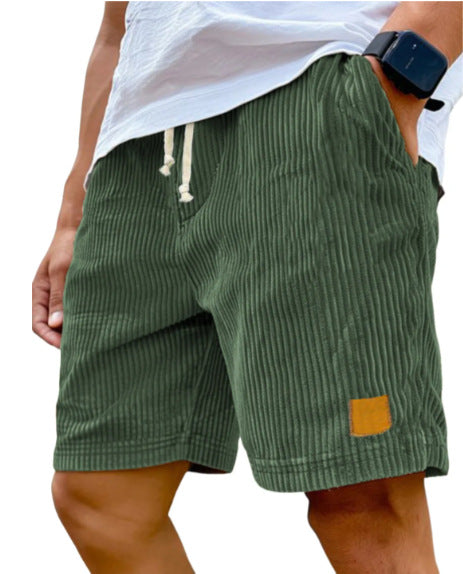 Waffle-Stripe Drawstring Shorts