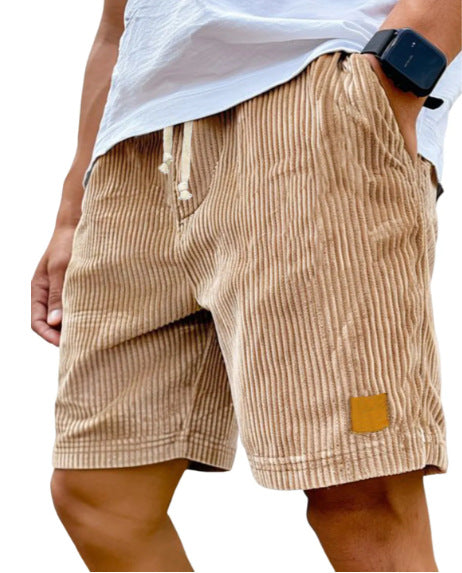 Waffle-Stripe Drawstring Shorts