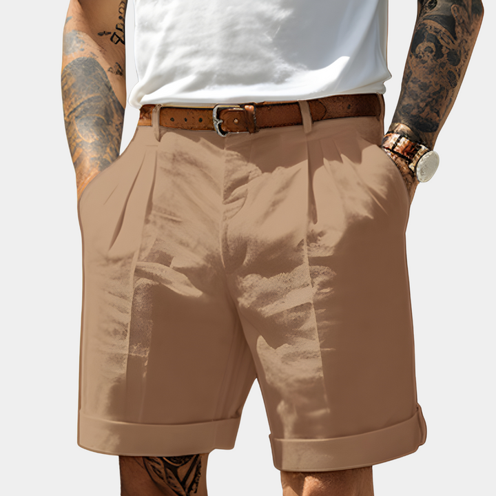 Tailored Pleated Turn-Up Shorts