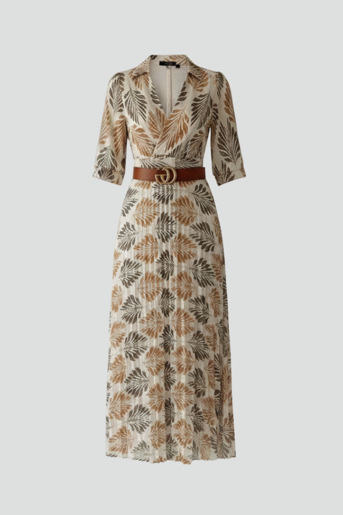 Women’s Maxi Dress with Patterned Print and Elbow‑Length Sleeves