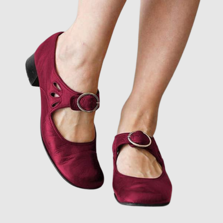 Leather Mary Jane Block Heels