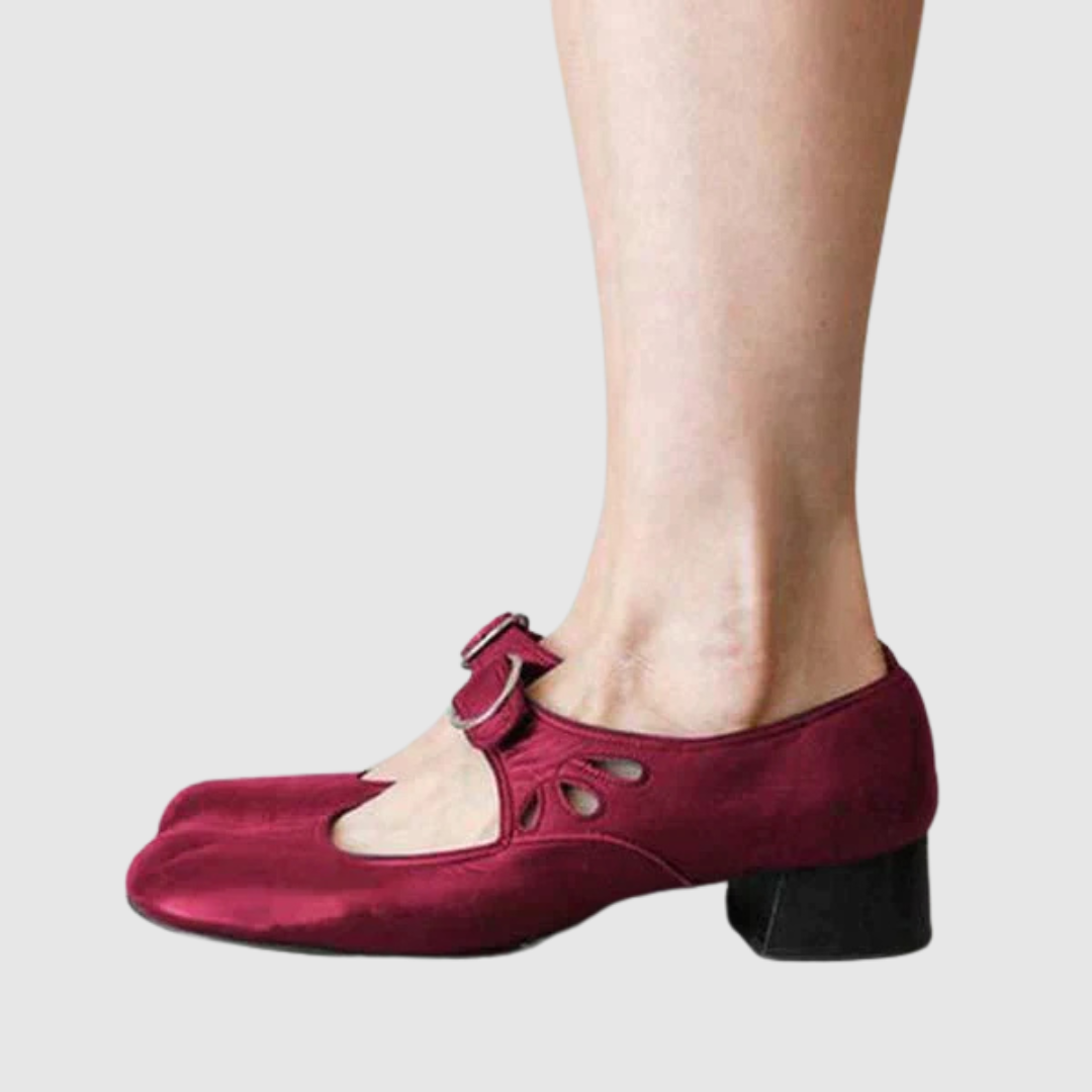 Leather Mary Jane Block Heels