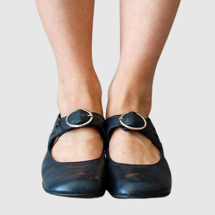 Leather Mary Jane Block Heels