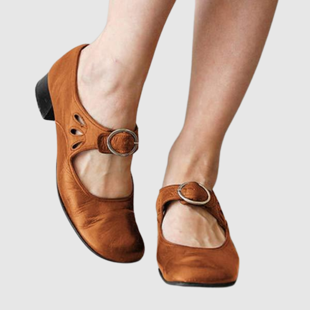Leather Mary Jane Block Heels