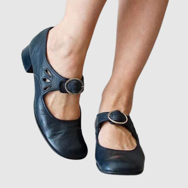 Leather Mary Jane Block Heels