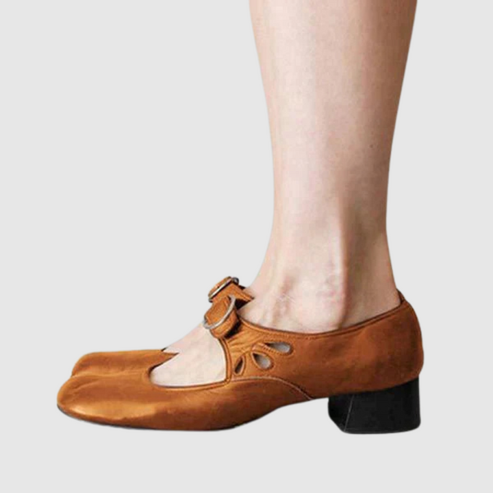 Leather Mary Jane Block Heels