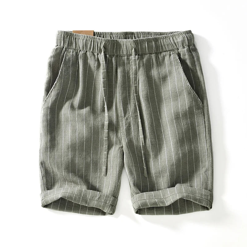 Pinstripe Linen Turn-Up Shorts
