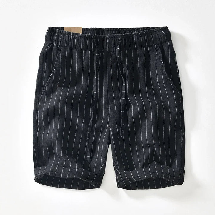 Pinstripe Linen Turn-Up Shorts
