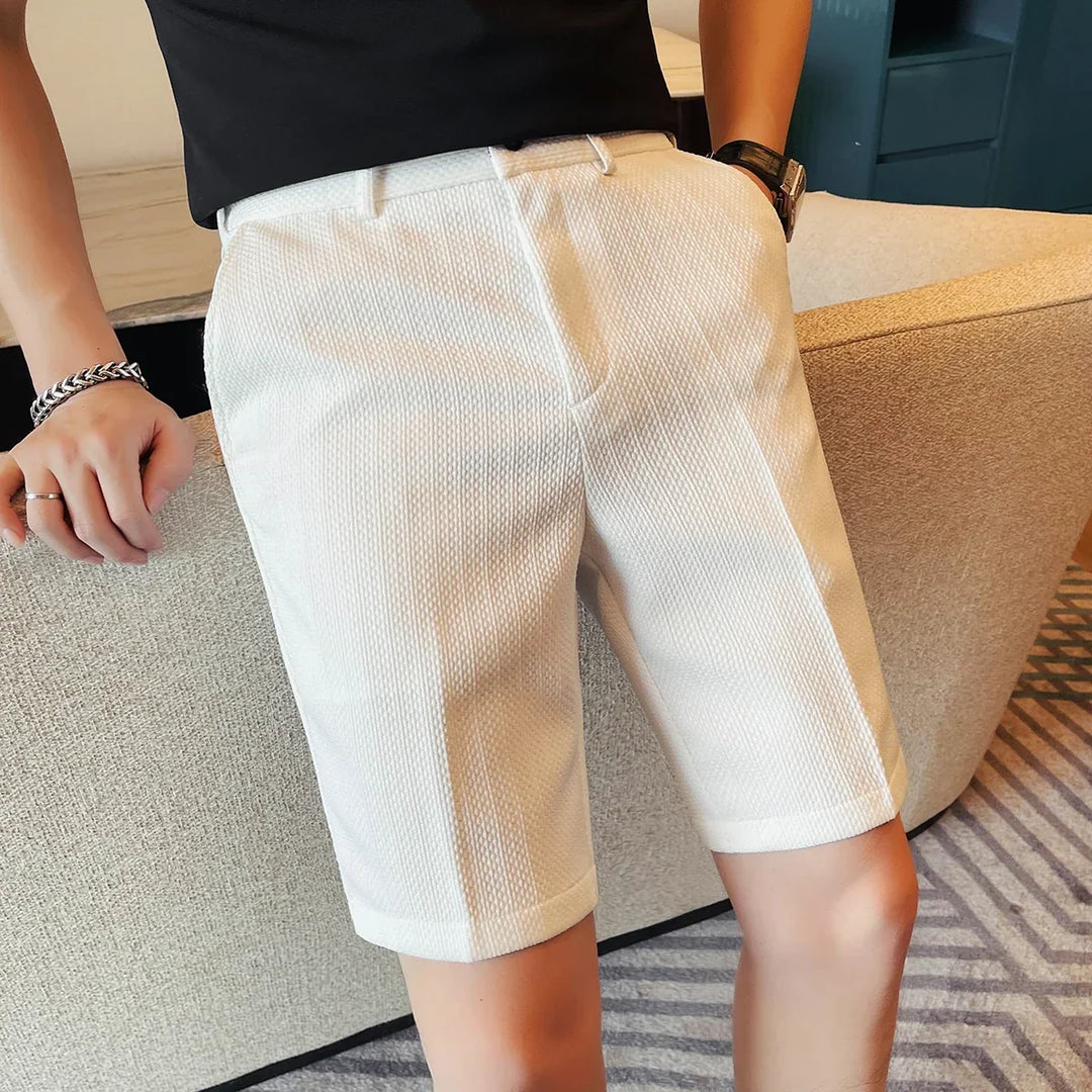 Tailored Waffle-Texture Shorts