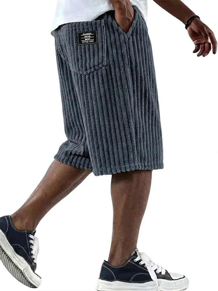 Knee-Length Corduroy Drawstring Shorts