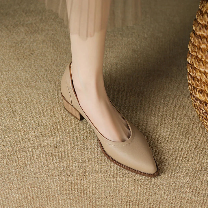 Pointed Leather Court Heels