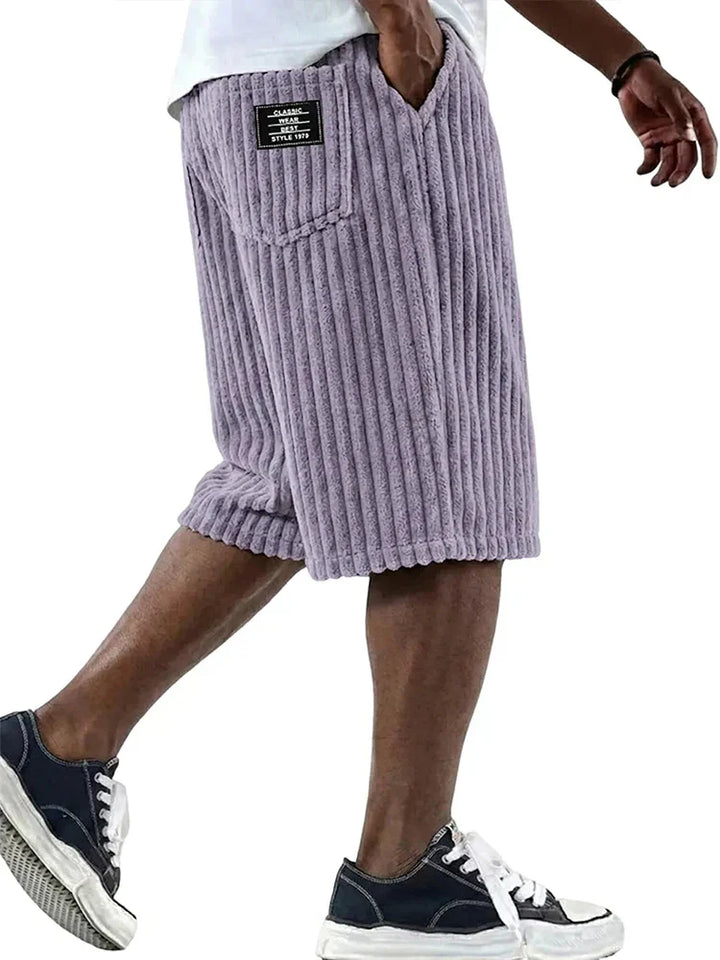 Knee-Length Corduroy Drawstring Shorts