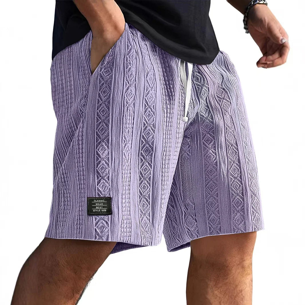 Textured Jacquard Drawstring Shorts