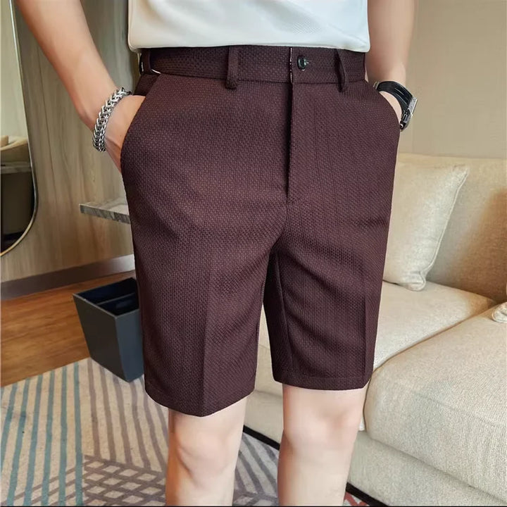 Tailored Waffle-Texture Shorts