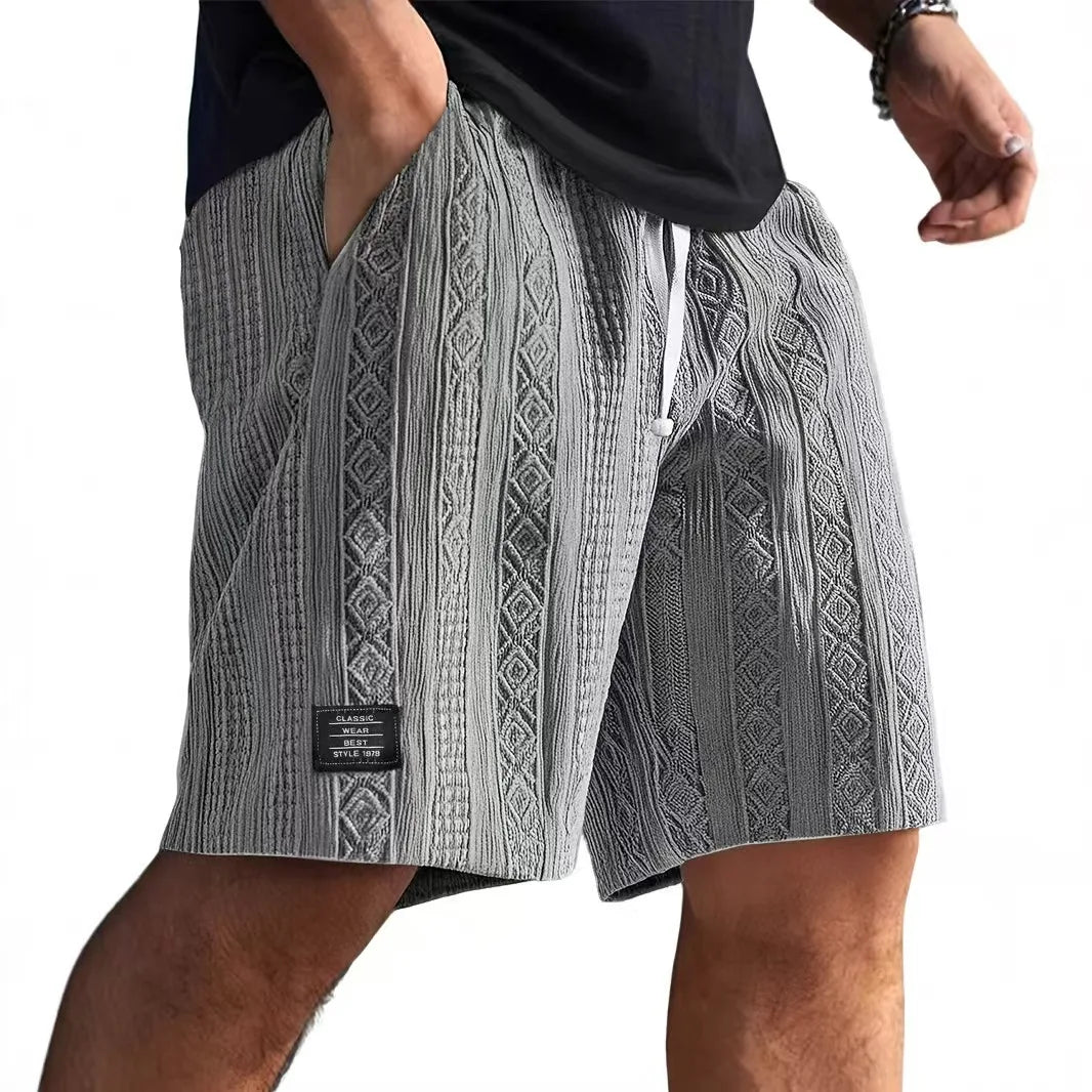 Textured Jacquard Drawstring Shorts
