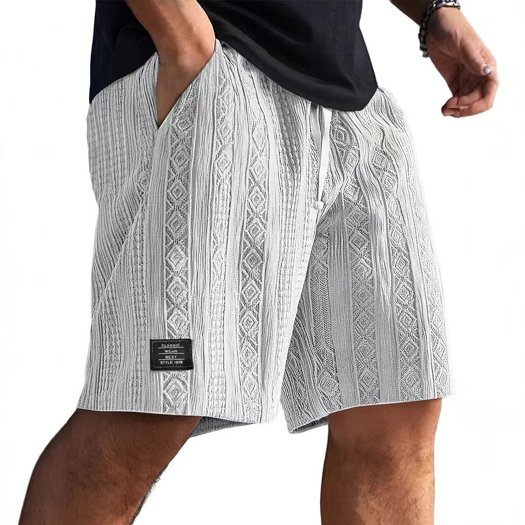 Textured Jacquard Drawstring Shorts