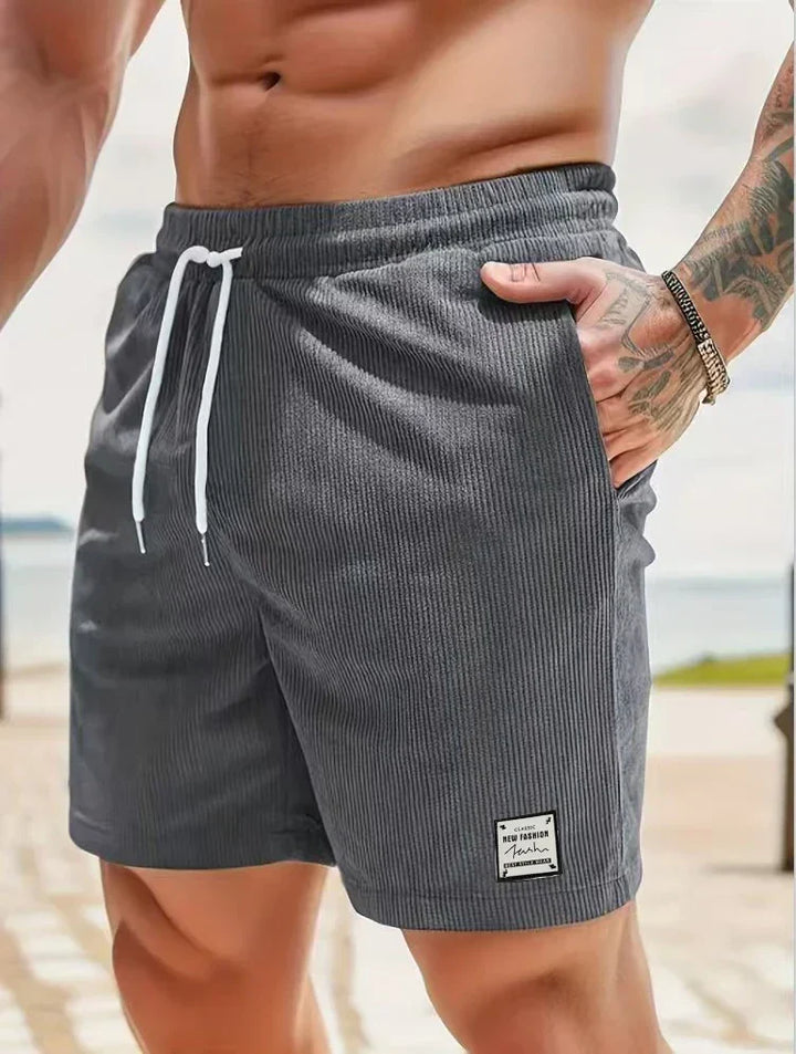 Vertical-Rib Textured Shorts