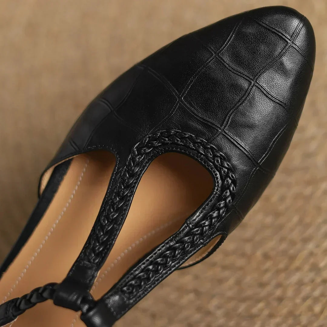 Braided Leather Low Heels
